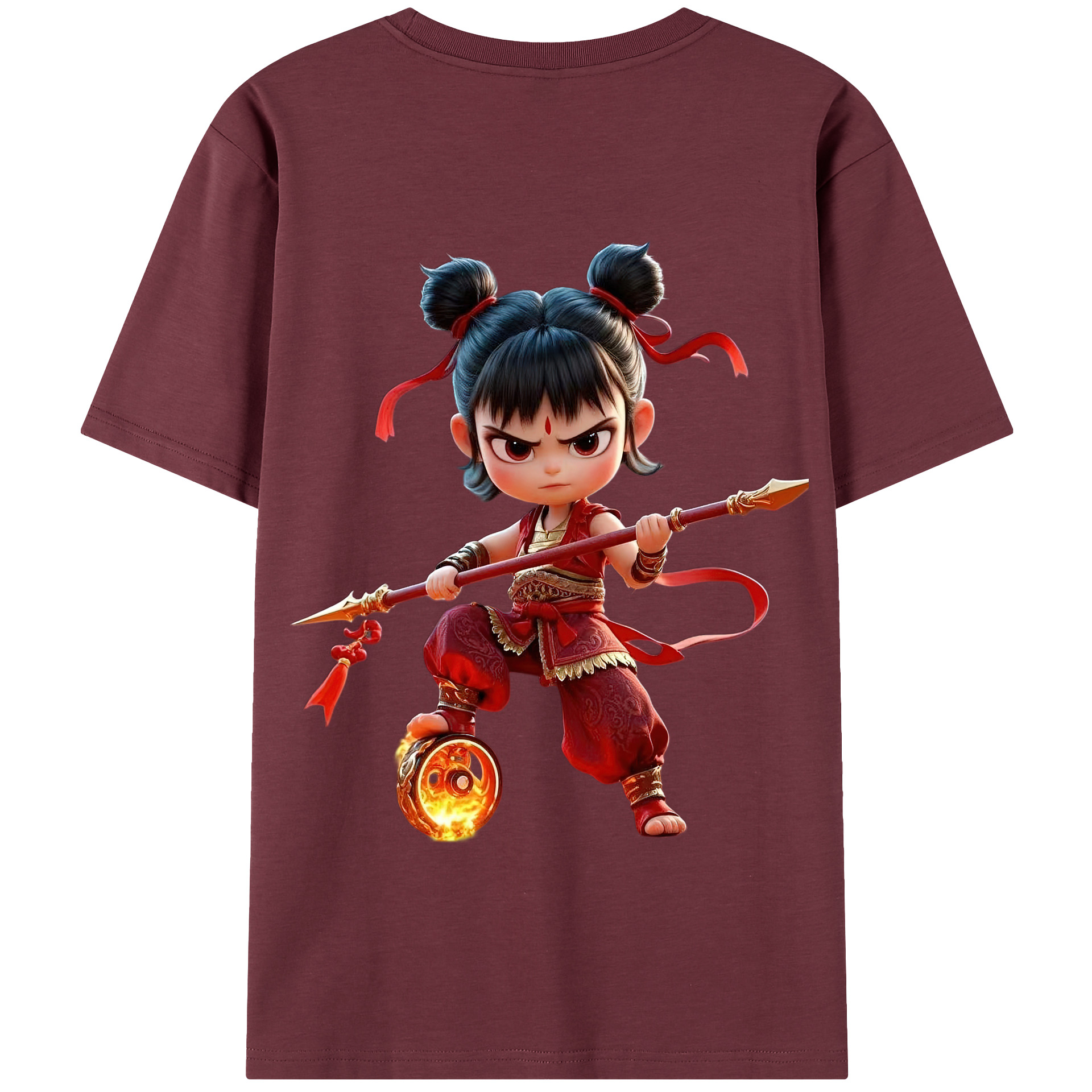 （画像用） Ne Zha 2 ナタ 魔童の大暴れ 綿100％半袖Tシャツ（背面プリント）